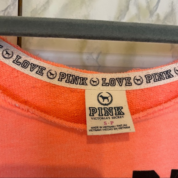 Victoria’s Secret PINK neon coral small sweater pullover v-neck long sleeve cozy - Picture 4 of 9